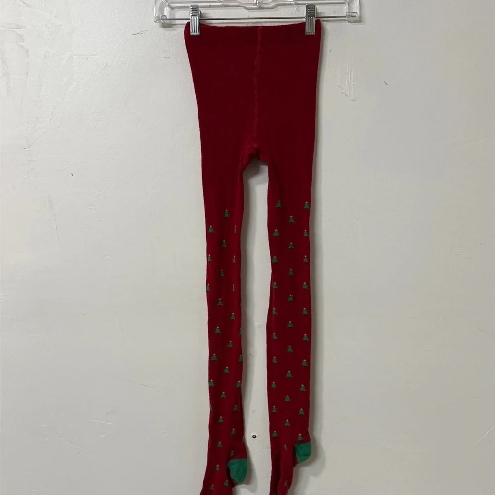 Gymboree Festive Red Tights with Green Accents Christmas